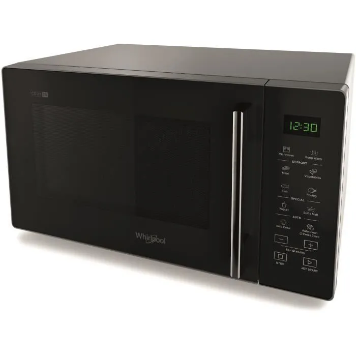 Whirlpool MWP251SB Micro-ondes 25 L, 900 W, Silver Black, Interface Électronique, Jet Start, Auto Cook, 48,3 x 41,4 x 28,1 cm