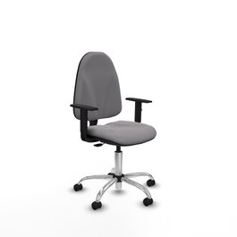 PIQUERAS Y CRESPO Chaise de bureau Algarra, Simili cuir gris, Base chromée, Roulettes parquet
