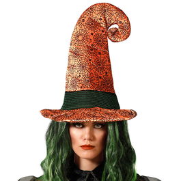 Sombrero de sorcière orange avec araignées et toile d'araignée décorative noir pour Halloween, fête d'enfants et costume