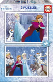 Educa Puzzle en Bois 2 x 48 Pièces Frozen (La Reine des Neiges) - Pour Enfants +9 Ans - Double Puzzle avec Grandes Pièces - Modèle 16852