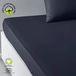 Today - Drap housse bio 180x200 cm + bonnet 30 cm - Coton 57 fils certifié GOTS et Oeko-Tex - Confort durable pour lit 2 personnes