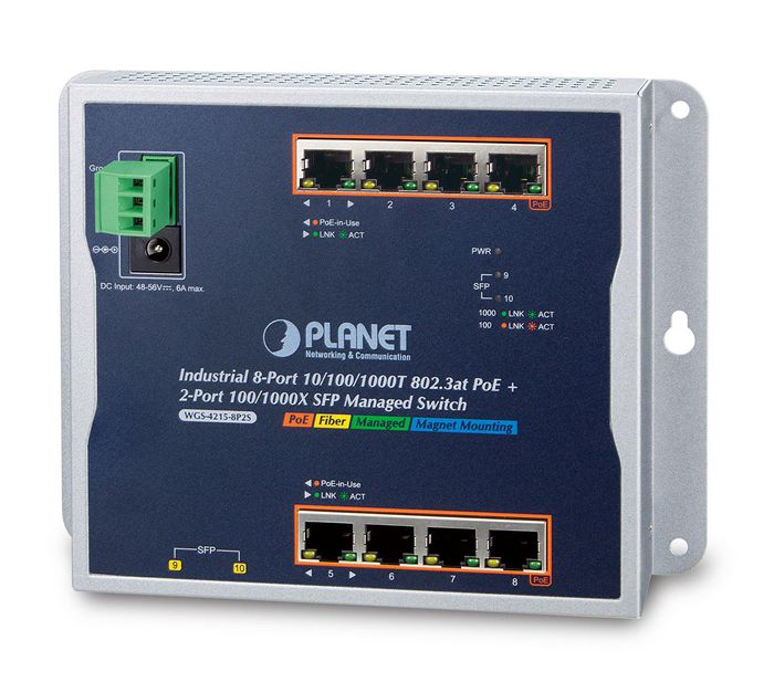 Planet WGS-4215-8P2S Commutateur Réseau Géré 8 Ports PoE+ et 2 SFP Planet WGS-4215-8P2S Commutateur Réseau Géré 8 Ports PoE+ et 2 SFP