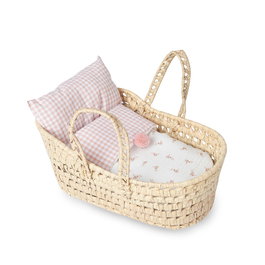 Muñecas Antonio Juan - Capazo de palma pour poupée jusqu'à 33 cm - Motif fleurs et vichy - Accessoire de berceau portable