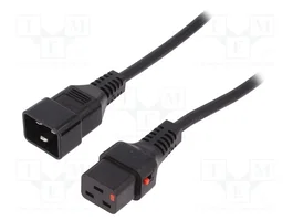 IEC LOCK Câble d'alimentation IEC C19 femelle vers IEC C20 mâle 3m