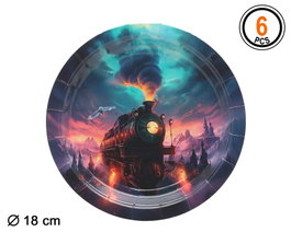 Atosa Assiettes en carton 18cm avec Train Magique - Lot de 6 unités