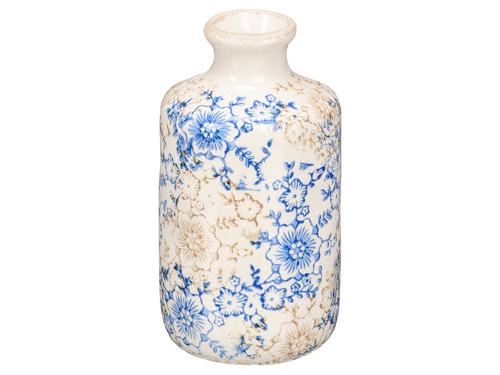 Giftdecor Jarron Nonna Botella Bleu Beige Blanc Céramique 20,5 x 10,5 cm (Set de 8)