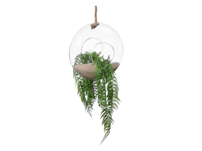 GIFTDECOR Vase suspendu bombé avec corde Transparent-Marron