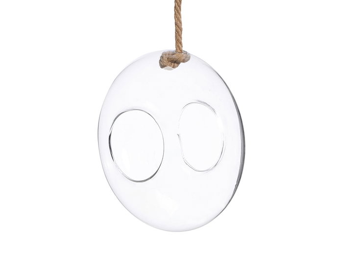GIFTDECOR Vase suspendu bombé avec corde Transparent-Marron