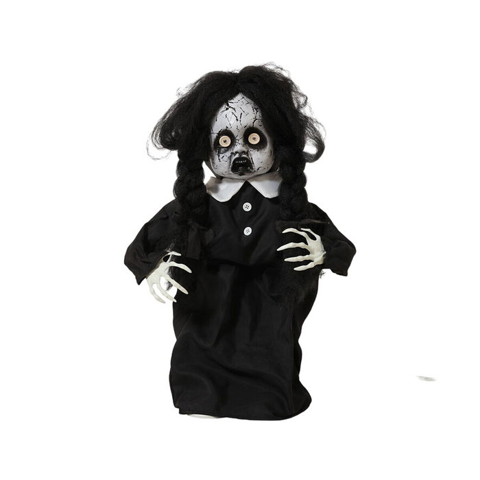 BigBuy Home Figurine de Petite Fille Fantôme avec Robe Noire et Tresses (92 cm)