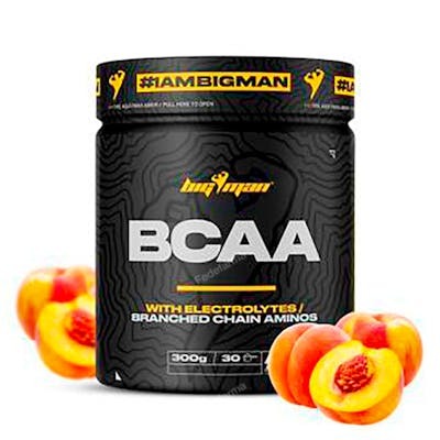 BIGMAN BCAA + Electrolytes 300g - Poudre de BCAA et Électrolytes pour la Récupération Sportive, Saveur Pêche BIGMAN BCAA + Electrolytes 300g - Poudre de BCAA et Électrolytes pour la Récupération Sportive, Saveur Pêche