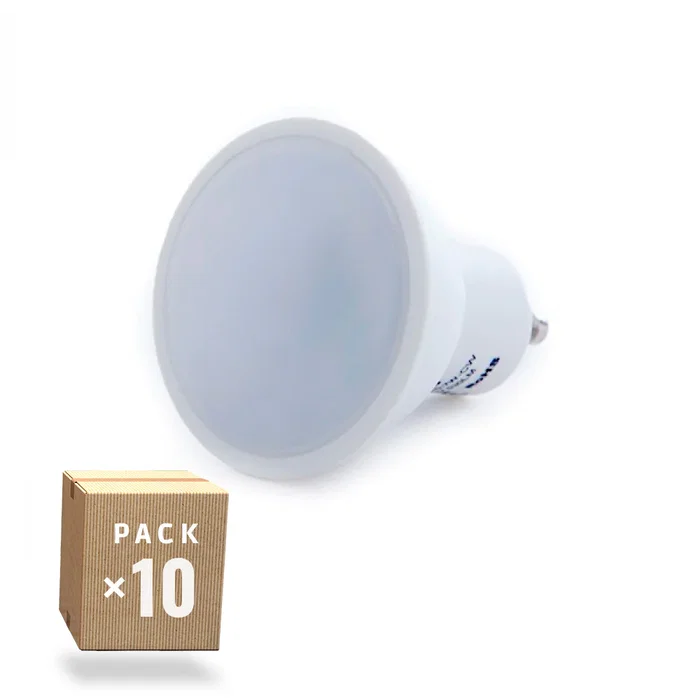 Pack de 10 Ampoules LED GU10 7W 520Lm 6000K Blanc Froid Pack de 10 Ampoules LED GU10 7W 520Lm 6000K Blanc Froid