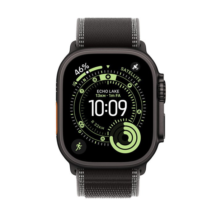 Apple Watch Ultra 3 GPS + Cellular - 49mm - Boîtier Black Titanium - Bracelet Black/Charcoal Trail Loop - M/L Apple Watch Ultra 3 GPS + Cellular - 49mm - Boîtier Black Titanium - Bracelet Black/Charcoal Trail Loop - M/L