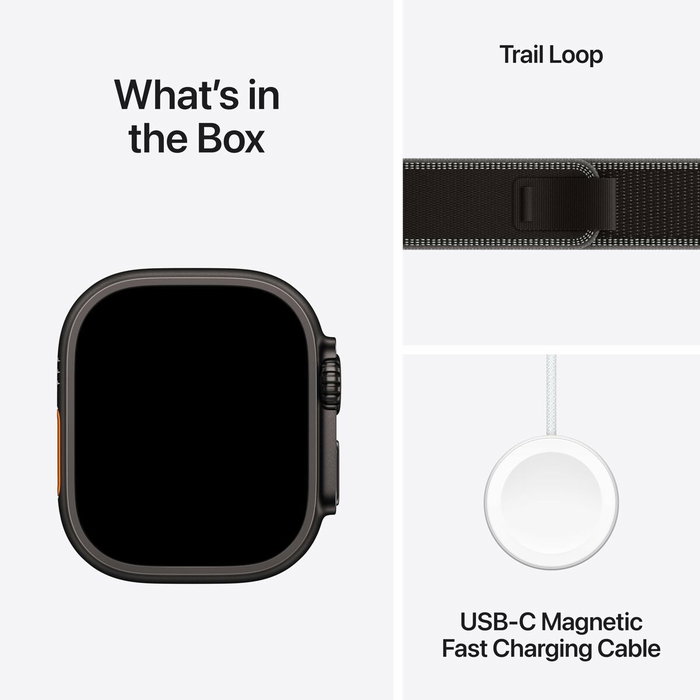 Apple Watch Ultra 3 GPS + Cellular - 49mm - Boîtier Black Titanium - Bracelet Black/Charcoal Trail Loop - M/L Apple Watch Ultra 3 GPS + Cellular - 49mm - Boîtier Black Titanium - Bracelet Black/Charcoal Trail Loop - M/L