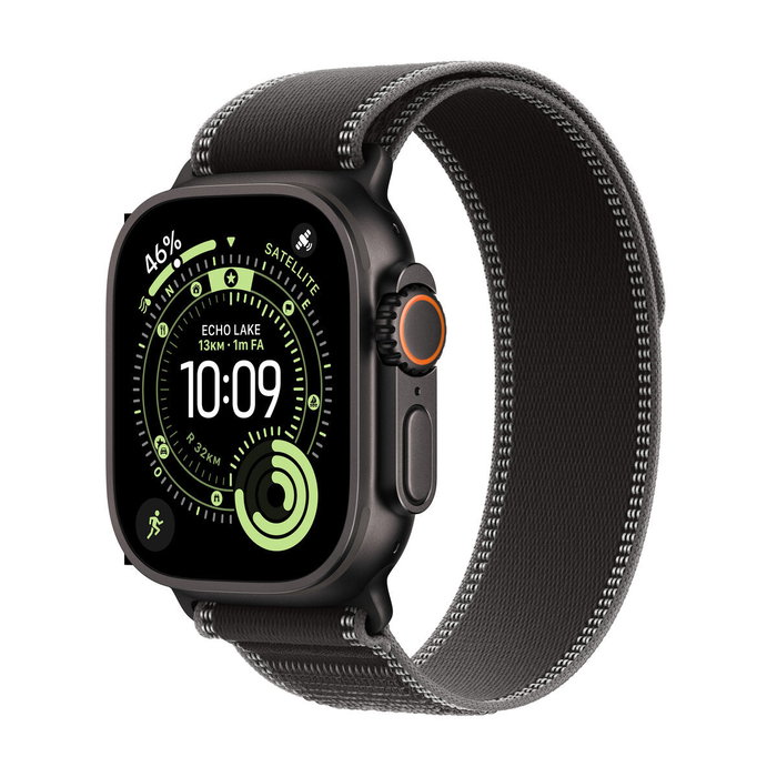 Apple Watch Ultra 3 GPS + Cellular - 49mm - Boîtier Black Titanium - Bracelet Black/Charcoal Trail Loop - M/L Apple Watch Ultra 3 GPS + Cellular - 49mm - Boîtier Black Titanium - Bracelet Black/Charcoal Trail Loop - M/L