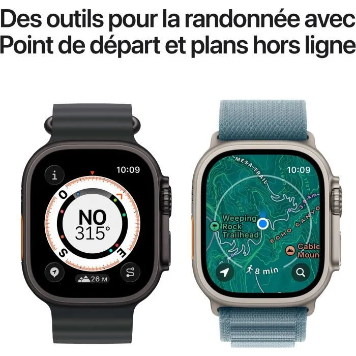 Apple Watch Ultra 3 GPS + Cellular 49mm - Boîtier titane noir - Bracelet Trail Loop noir/charbon M/L
