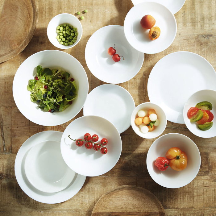Luminarc Zelie Assiette plate Blanc verre Ø 25 cm (Lot de 12)