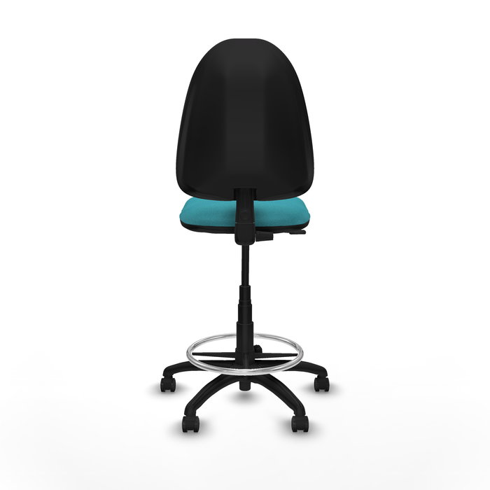 Tabouret Aýna taburete Contact permament de base Tissu Turquoise Structure polyamide noire Sans accoudoirs Sans appui-tête Roulettes pour moquette