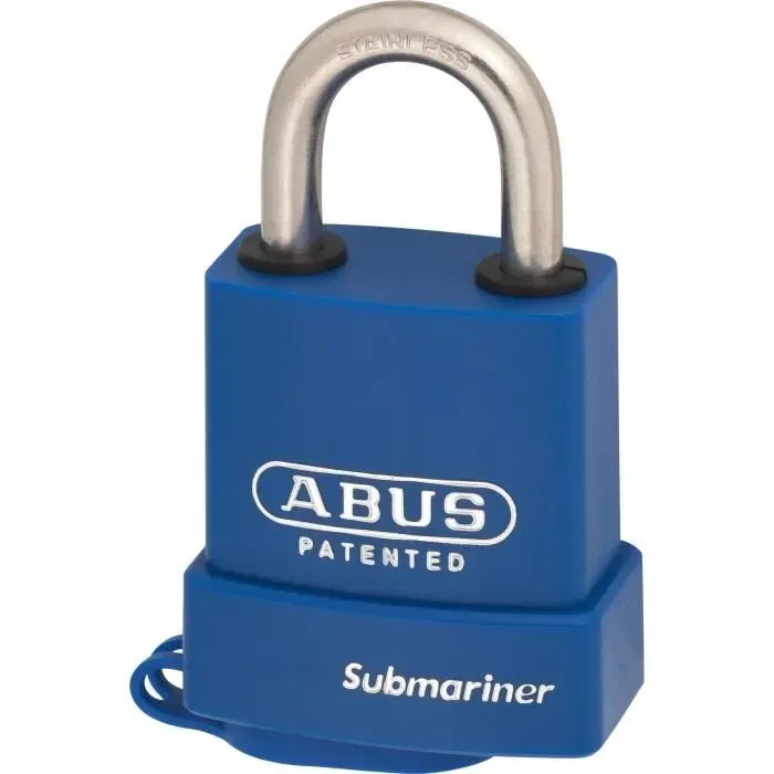 Abus Cadenas résistant aux intempéries modèle 83WPIB/53 Submariner, anse en acier inoxydable avec cylindre interchangeable, laiton massif