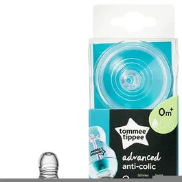 Tommee Tippee Tetine anti-colique à large base en silicone ronde, débit lent, 0+ mois, 2 pièces