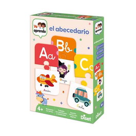 Diset - Jeu éducatif l'Alphabet, Puzzles lettres A à Z, 27 puzzles de 2 pièces, Langue espagnol, À partir de 4 ans