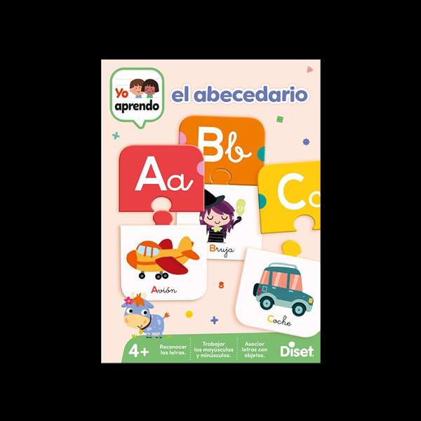 Diset - Jeu éducatif l'Alphabet, Puzzles lettres A à Z, 27 puzzles de 2 pièces, Langue espagnol, À partir de 4 ans