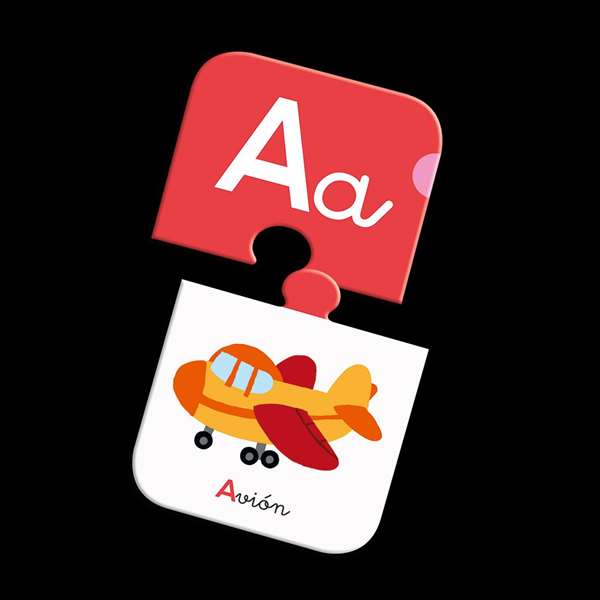Diset - Jeu éducatif l'Alphabet, Puzzles lettres A à Z, 27 puzzles de 2 pièces, Langue espagnol, À partir de 4 ans