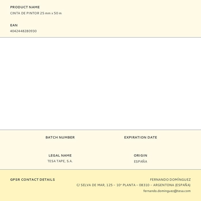Tesa Ruban de masquage papier standard beige 25mm x 50m 04323