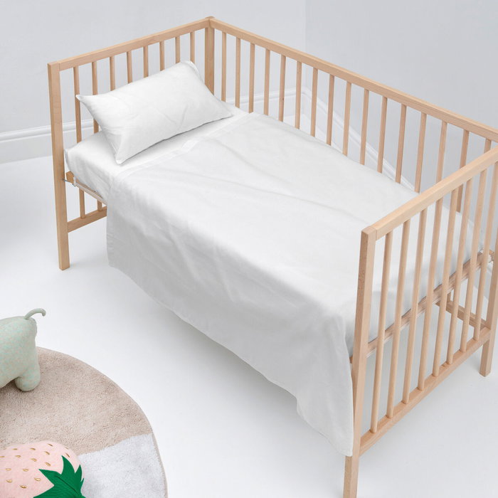 Jeu de draps pour berceau HappyFriday BASIC KIDS Blanc Lit de bébé Jeu de draps pour berceau HappyFriday BASIC KIDS Blanc Lit de bébé