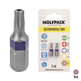 WOLFPACK LINEA PROFESIONAL Embouts de dévissage Torx T-20 S2 (2 pièces)