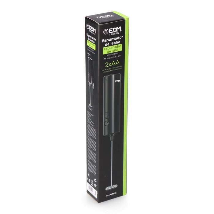 Edm Mousseur à lait électrique 2 piles AA 14000 rpm inox noir 3,5x2,25x19,8 cm