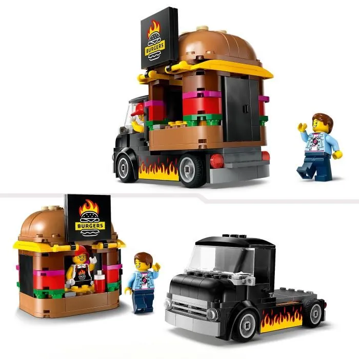 Lego City 60404 - Food-truck de Burgers Jouet de Construction, 194 Pièces avec Minifigurines, pour Enfants de 5 Ans et Plus Lego City 60404 - Food-truck de Burgers Jouet de Construction, 194 Pièces avec Minifigurines, pour Enfants de 5 Ans et Plus