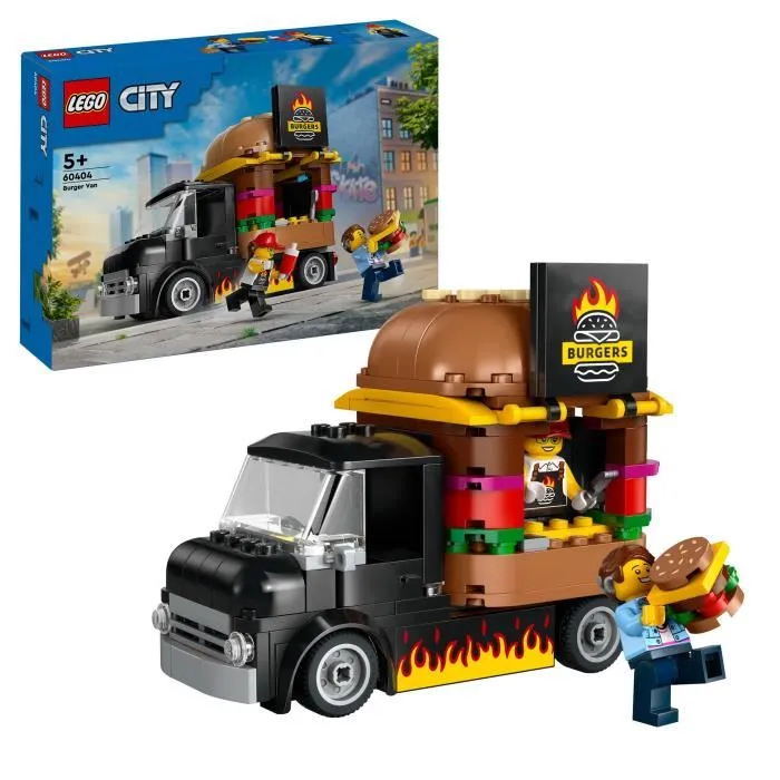Lego City 60404 - Food-truck de Burgers Jouet de Construction, 194 Pièces avec Minifigurines, pour Enfants de 5 Ans et Plus Lego City 60404 - Food-truck de Burgers Jouet de Construction, 194 Pièces avec Minifigurines, pour Enfants de 5 Ans et Plus
