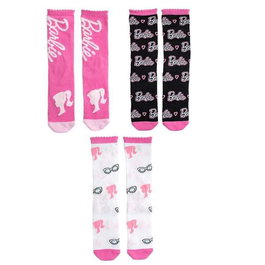 Cerdá - Pack de 3 paires de chaussettes Barbie - Taille unique pointure 27-30 - Enfant 3 ans - Multicolore