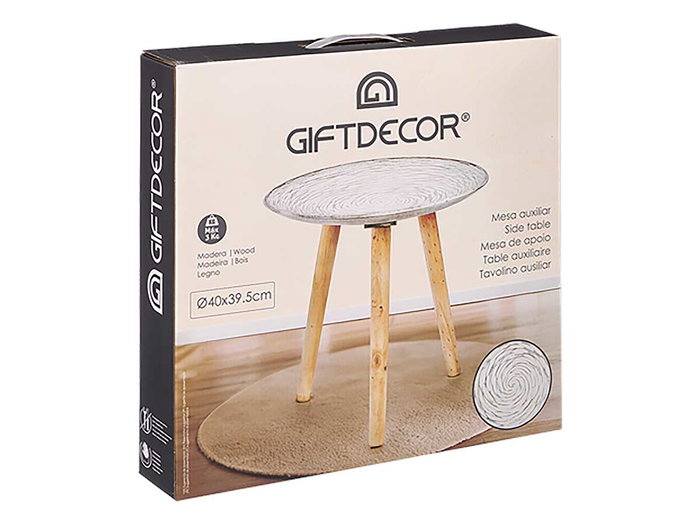 Giftdecor Table en Bois Décoration Spirale 40x39x40 cm Blanc et Bois (Set de 6) Giftdecor Table en Bois Décoration Spirale 40x39x40 cm Blanc et Bois (Set de 6)