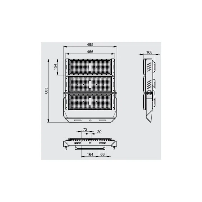 BX3 Light Projecteur LED Stadium 750W 112500 Lumens IP65 avec Driver Meanwell 1-10V, Chips Philips 3030, 100000H pour stades et grandes surfaces extérieures