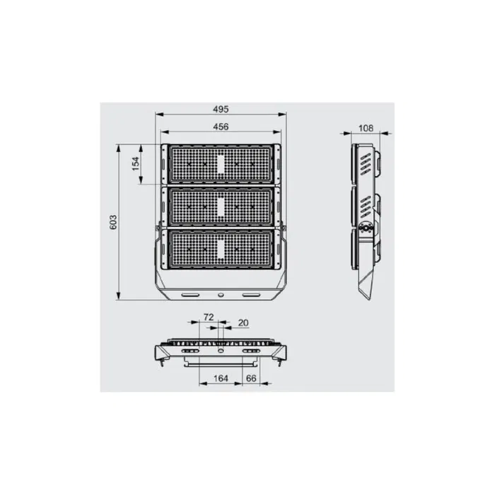 BX3 Light Projeteur LED Stadium 750 W, 112500 lm, Philips 3030, IP65, Driver Meanwell 1-10V, 100000 h