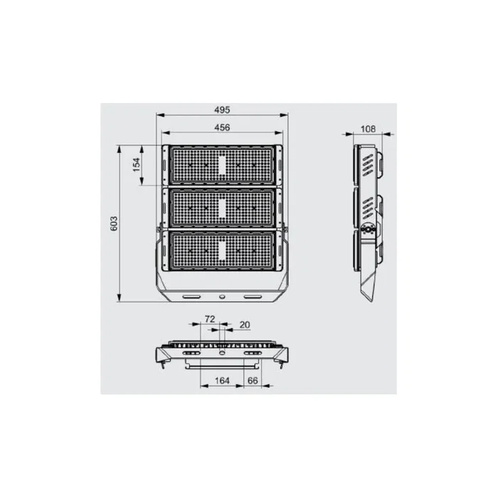 BX3 Light Projecteur LED Stadium 750W 112500 Lumens IP65 avec Driver Meanwell 1-10V, Chips Philips 3030, 100000H pour stades et grandes surfaces extérieures