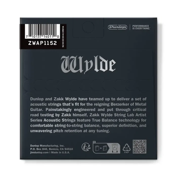 Dunlop Cordes pour Guitare Acoustique Zakk Wylde 11-52 Series String Lab