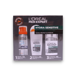 L'Oreal Paris Men Expert Coffret Voyage Soins Visage Homme - Crème Hydratante Jour/Nuit 50 ml + Déodorant Anti-Transpiration Bille 50 ml + Mousse à Raser Glycérine 50 ml
