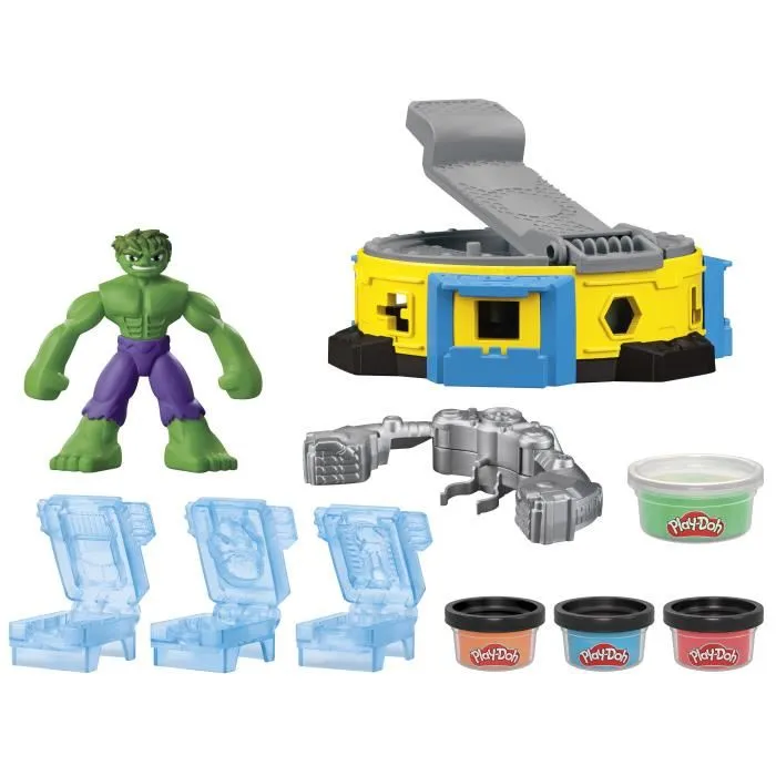 Play-Doh Coffret Pâte à Modeler Marvel Hulk Écrase Tout avec Figurine, Jouet Créatif pour Enfants dès 4 Ans