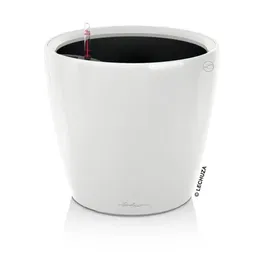 Lechuza Classico 28 LS ALL-IN-ONE, Pot de fleurs avec système de sous-irrigation et doublure, Ø 28 x 26 cm, Blanc brillant, 16040