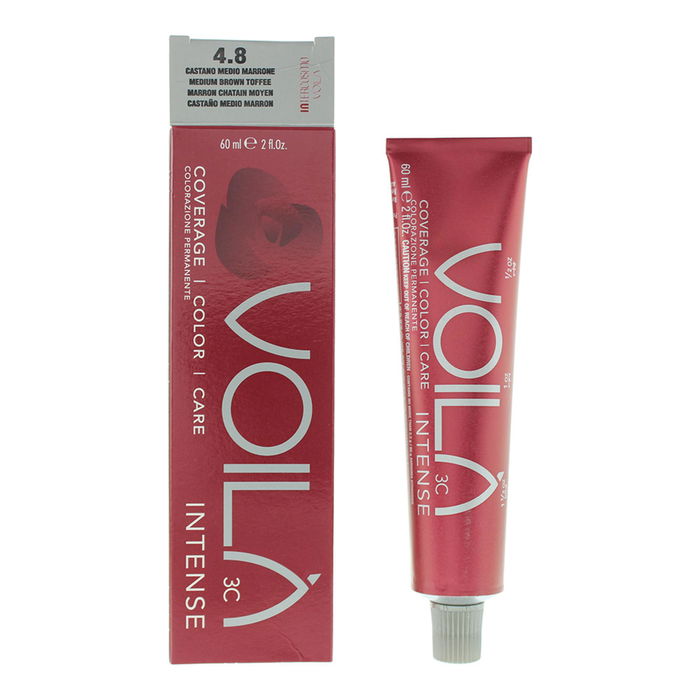 Intercosmo Teinture Permanente pour Cheveux Voila 3C Intense 4.8 Toffee Brun Moyen - 60 ml Intercosmo Teinture Permanente pour Cheveux Voila 3C Intense 4.8 Toffee Brun Moyen - 60 ml