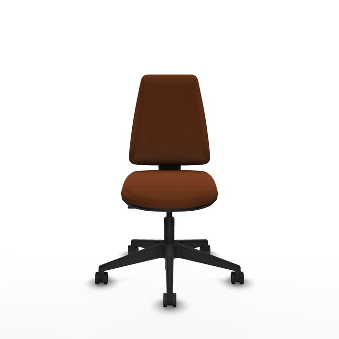 Chaise Elche Contact permament de base Cuir écologique Marron Base pyramidale noire Sans accoudoirs Sans appui-tête Roulettes 65mm nylon