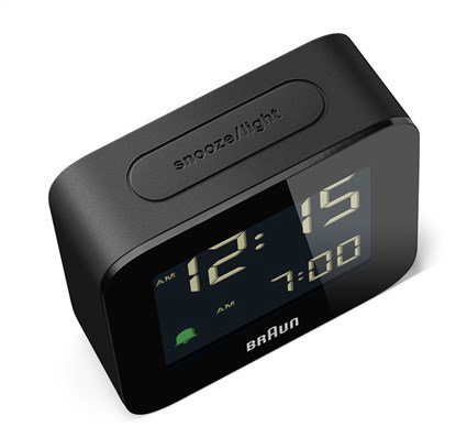 Braun BC-08-B Réveil Digital avec Affichage LCD Rétroéclairé, Fonction Snooze et Design Compact - Noir