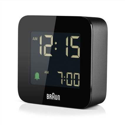 Braun BC-08-B Réveil Digital avec Affichage LCD Rétroéclairé, Fonction Snooze et Design Compact - Noir