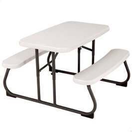Color Baby Table de pique-nique enfant pliable en plastique et acier, couleur crème, dimensions 82.5 x 90 x 53.5 cm, à partir de 3 ans