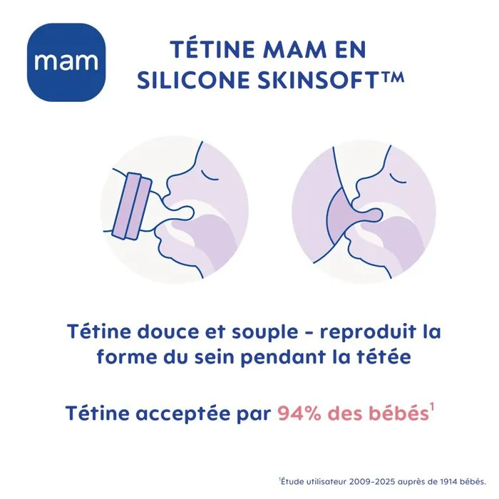 MAM Biberon en Verre Nature 170ml Lin - Tétine Débit 1 - Pour bébés de 0 à 6 mois