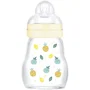 MAM Biberon en verre 170ml, 0-6 mois, tétine débit 1, blanc, modèle Hérisson