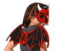 Déguisement de diablotin enfant avec masque et ailes, rouge et noir, pour Halloween ou fête déguisée, mascarade