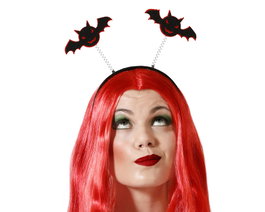 Serre-tête avec chauves-souris noires et ressort + accessoires Halloween